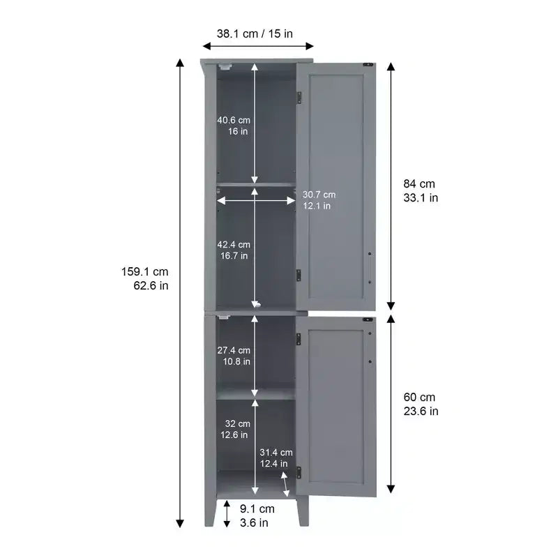 Meuble tour de rangement pour linge de style moderne du milieu du siècle, en bois gris