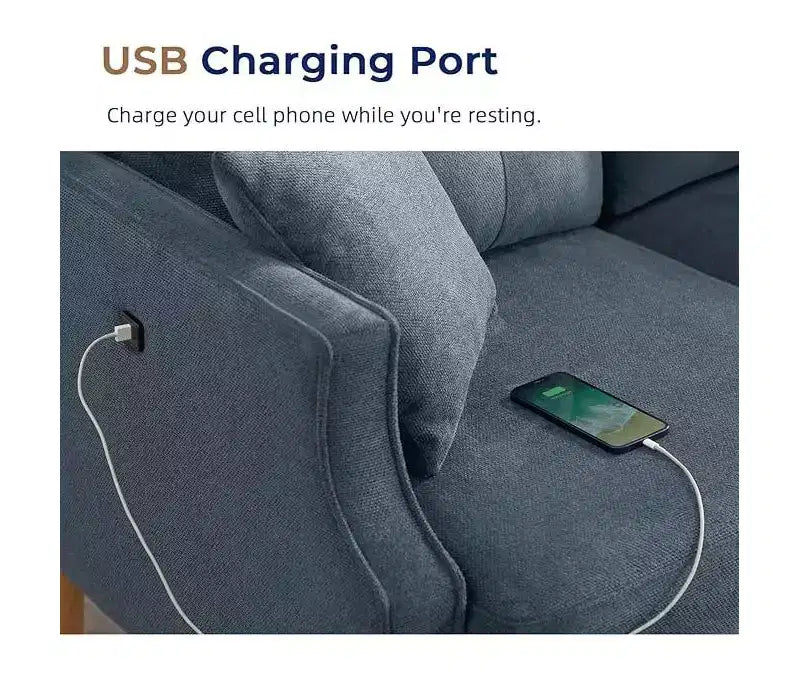 Canapé 2 places capitonné avec pieds en bois résistant à l'eau de 56,7 po