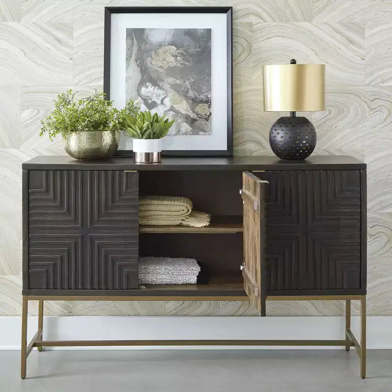 Meuble d'appoint contemporain brun/doré