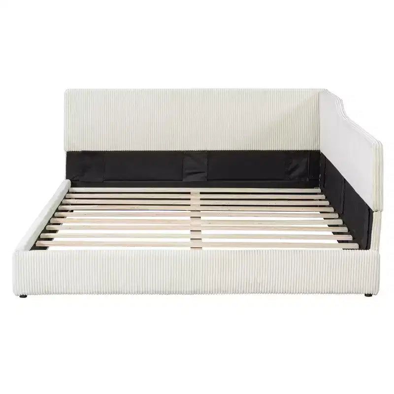 Lit de repos d'angle en velours côtelé, taille double/tout usage