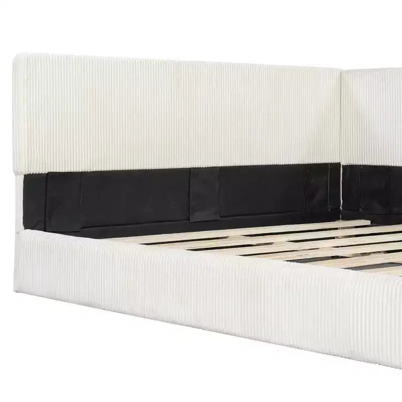 Lit de repos d'angle en velours côtelé, taille double/tout usage