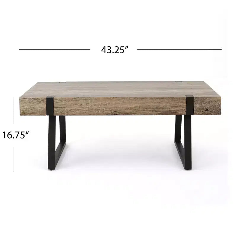 Table basse industrielle 43W avec plateau épais