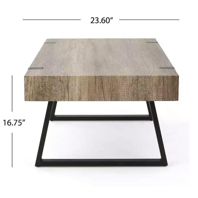 Table basse industrielle 43W avec plateau épais