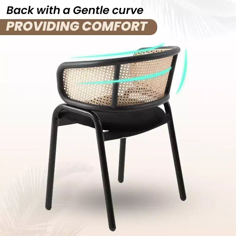 Chaises de salle à manger en rotin avec assise en cuir et structure en acier noir, modernes, pour cuisine intérieure, salle à manger, sièges de table
