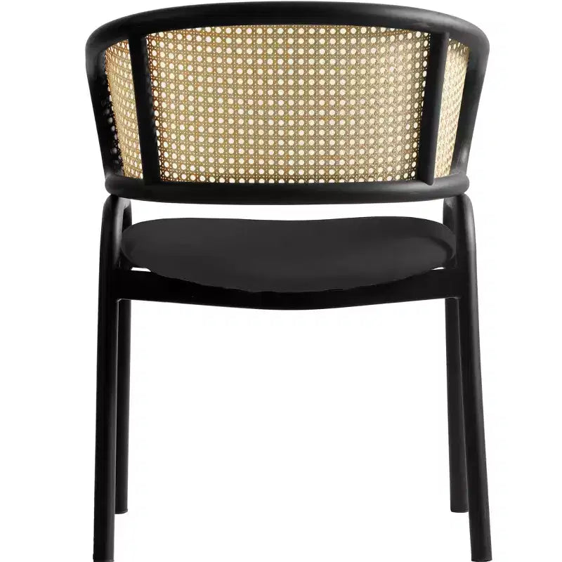 Chaises de salle à manger en rotin avec assise en cuir et structure en acier noir, modernes, pour cuisine intérieure, salle à manger, sièges de table