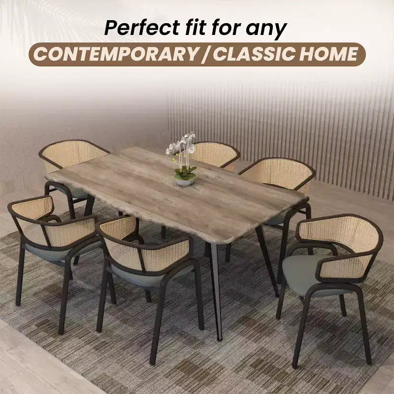Chaises de salle à manger en rotin avec assise en cuir et structure en acier noir, modernes, pour cuisine intérieure, salle à manger, sièges de table