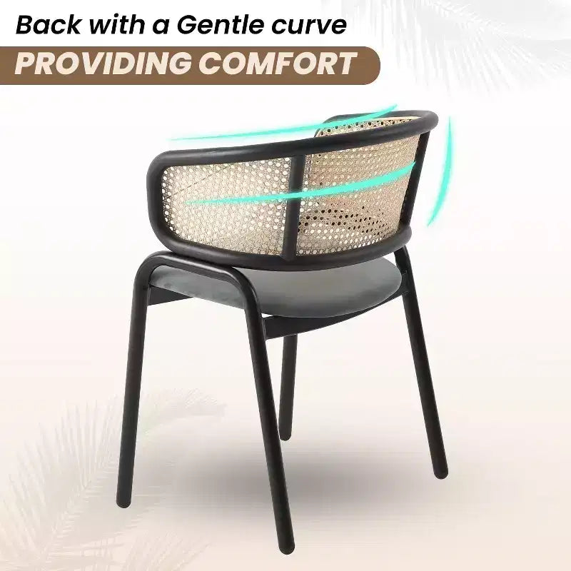 Chaises de salle à manger en rotin avec assise en cuir et structure en acier noir, modernes, pour cuisine intérieure, salle à manger, sièges de table