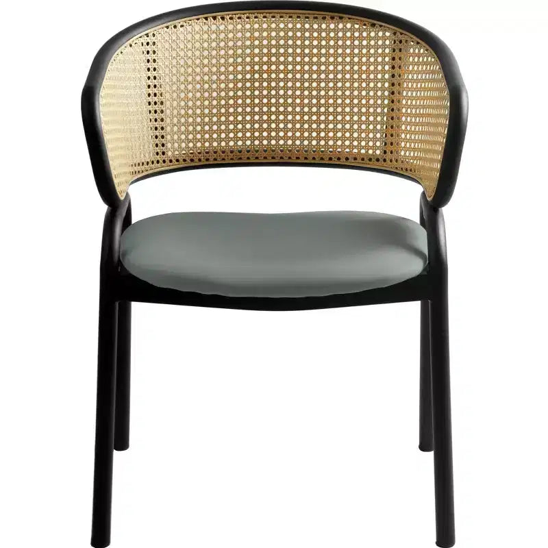 Chaises de salle à manger en rotin avec assise en cuir et structure en acier noir, modernes, pour cuisine intérieure, salle à manger, sièges de table