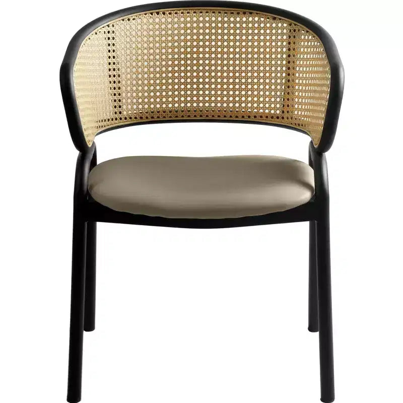 Chaises de salle à manger en rotin avec assise en cuir et structure en acier noir, modernes, pour cuisine intérieure, salle à manger, sièges de table