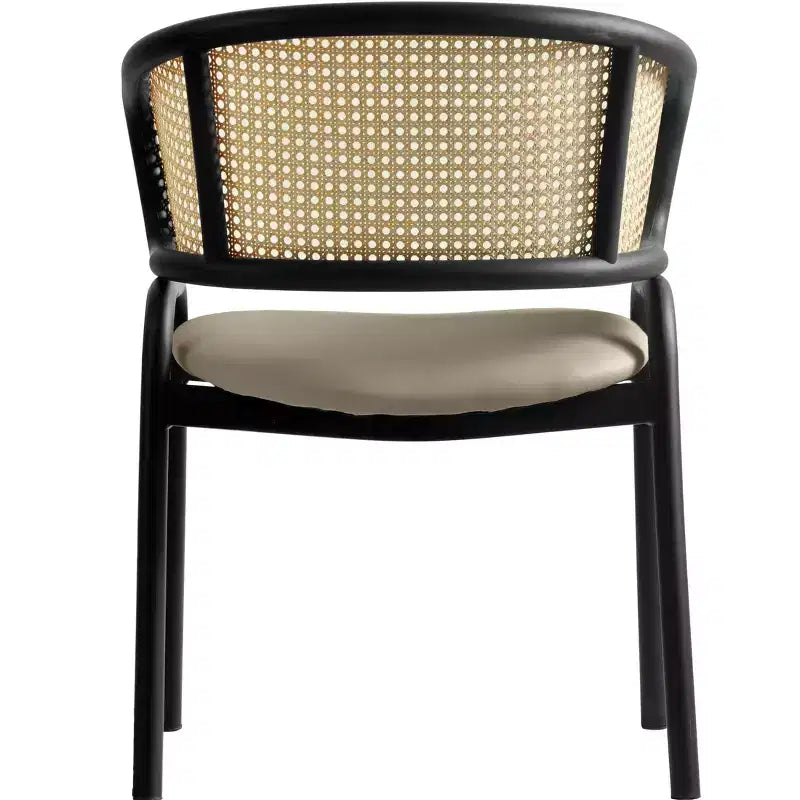 Chaises de salle à manger en rotin avec assise en cuir et structure en acier noir, modernes, pour cuisine intérieure, salle à manger, sièges de table