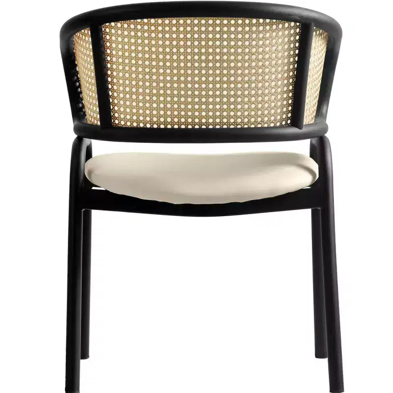Chaises de salle à manger en rotin avec assise en cuir et structure en acier noir, modernes, pour cuisine intérieure, salle à manger, sièges de table