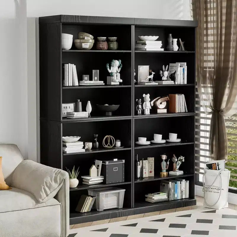 Meuble d'appoint en bois 36x31x16 avec étagère réglable Meuble de rangement sans porte Noir