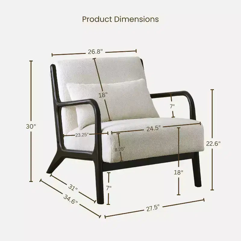 Fauteuil d'appoint de style milieu de siècle avec coussin lombaire amovible