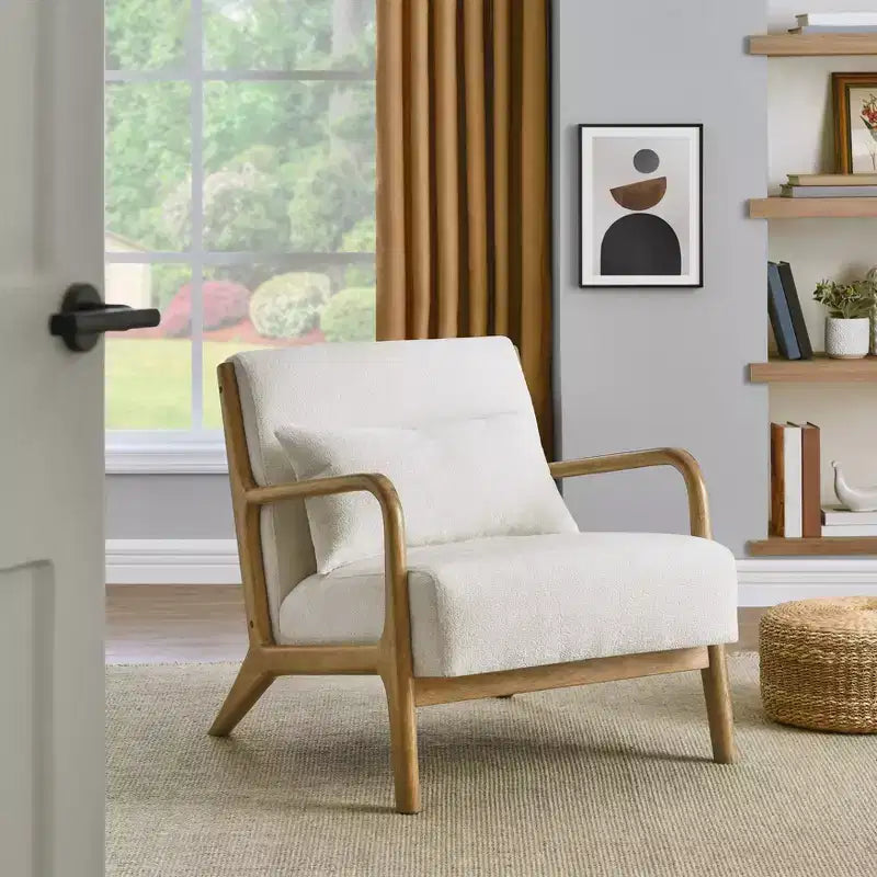 Fauteuil d'appoint de style milieu de siècle avec coussin lombaire amovible
