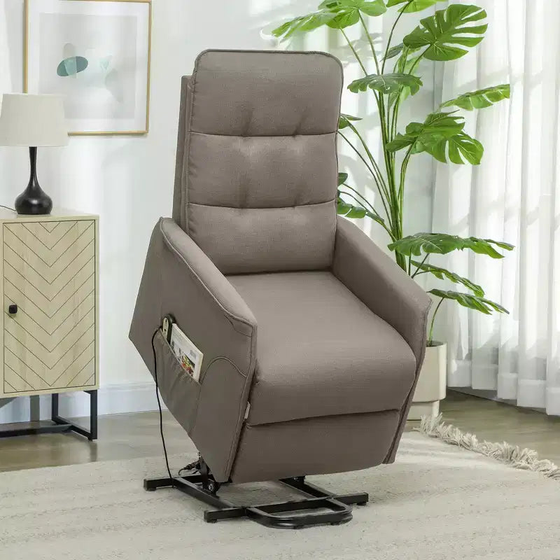 Fauteuil inclinable électrique releveur avec télécommande, poches latérales, ressorts ensachés, dossier capitonné, montage rapide