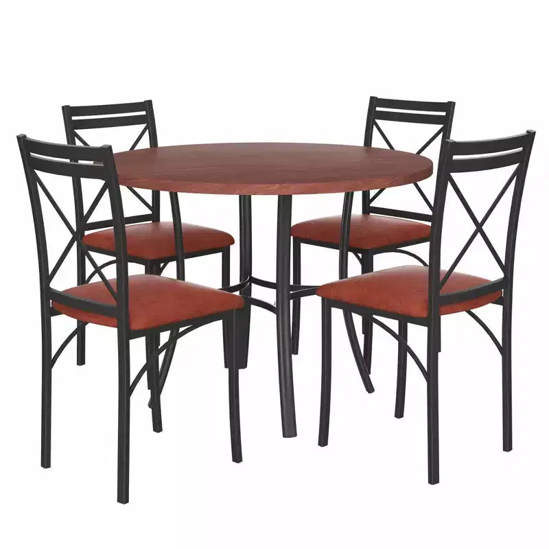 Table de salle à manger ronde de 36 pouces pour 4 personnes, plateau en faux marbre avec pieds en métal pour cuisine, petits espaces