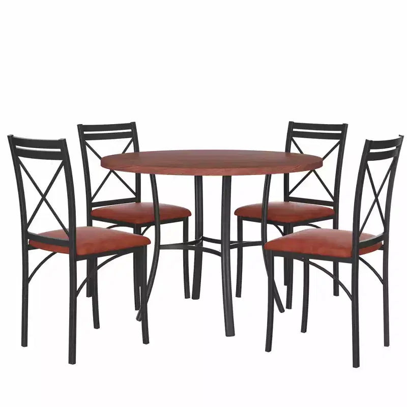 Table de salle à manger ronde de 36 pouces pour 4 personnes, plateau en faux marbre avec pieds en métal pour cuisine, petits espaces