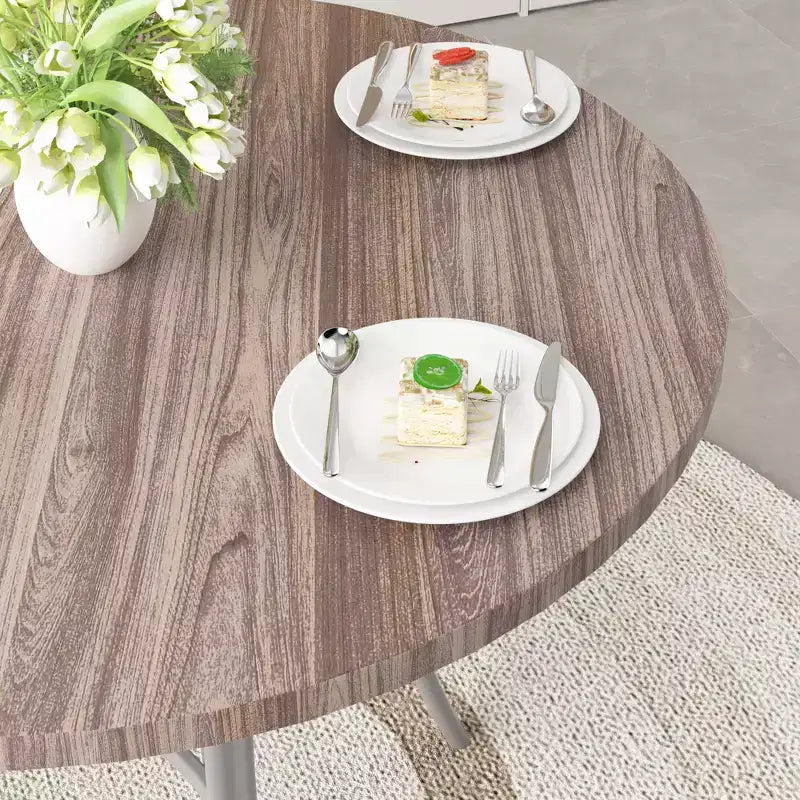 Table de salle à manger ronde de 36 pouces pour 4 personnes, plateau en faux marbre avec pieds en métal pour cuisine, petits espaces
