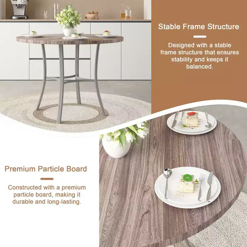 Table de salle à manger ronde de 36 pouces pour 4 personnes, plateau en faux marbre avec pieds en métal pour cuisine, petits espaces