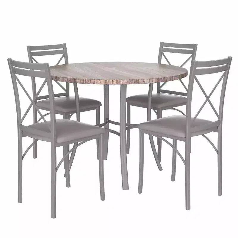 Table de salle à manger ronde de 36 pouces pour 4 personnes, plateau en faux marbre avec pieds en métal pour cuisine, petits espaces