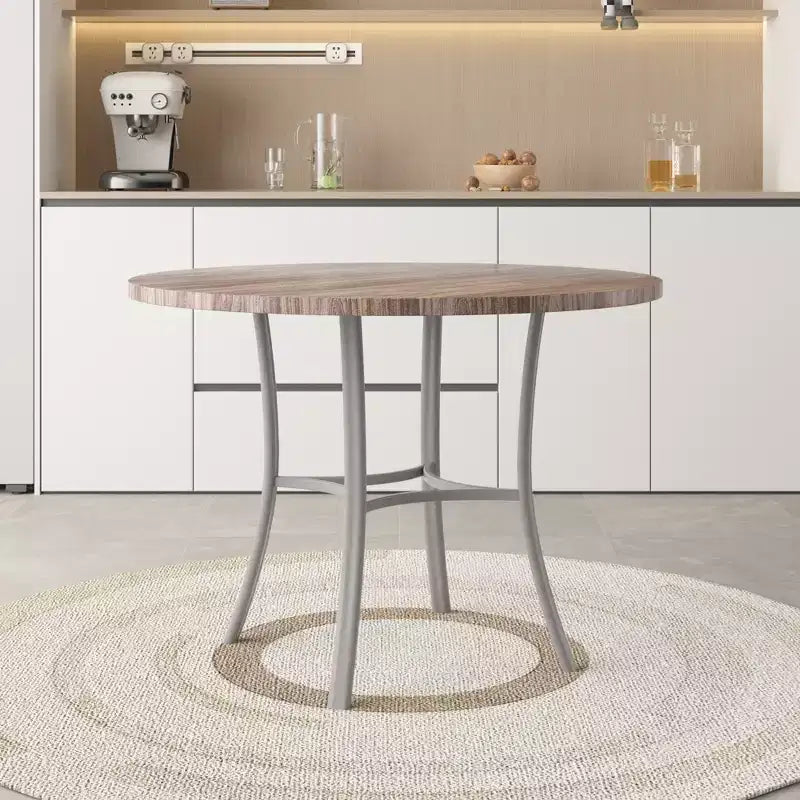 Table de salle à manger ronde de 36 pouces pour 4 personnes, plateau en faux marbre avec pieds en métal pour cuisine, petits espaces