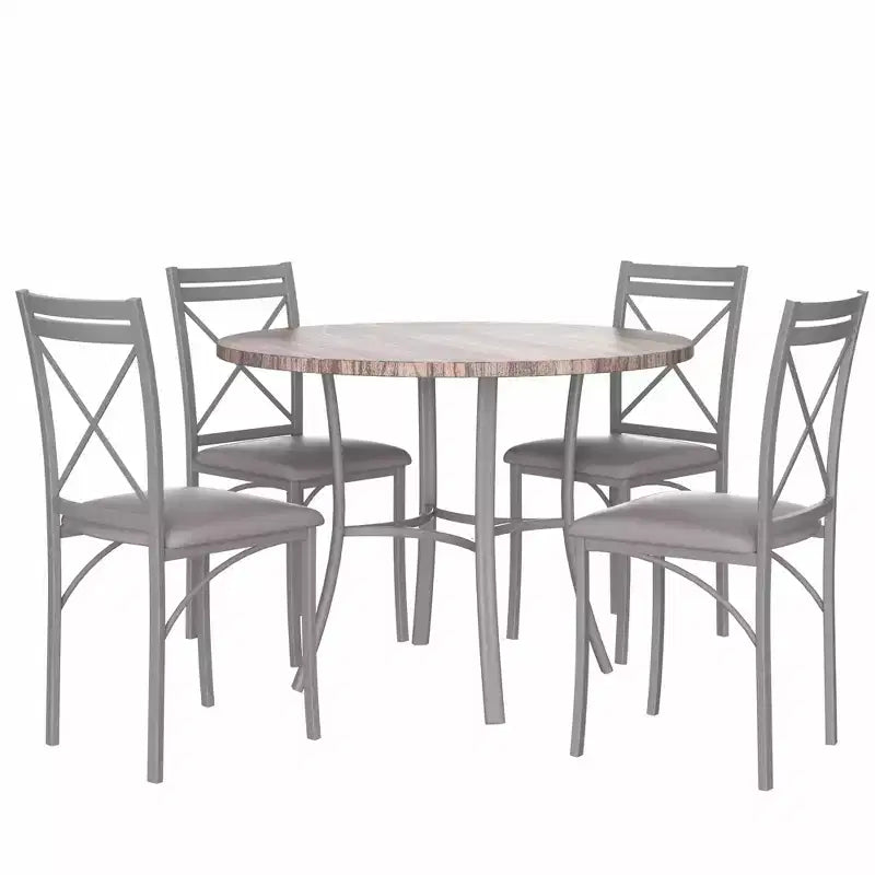 Table de salle à manger ronde de 36 pouces pour 4 personnes, plateau en faux marbre avec pieds en métal pour cuisine, petits espaces