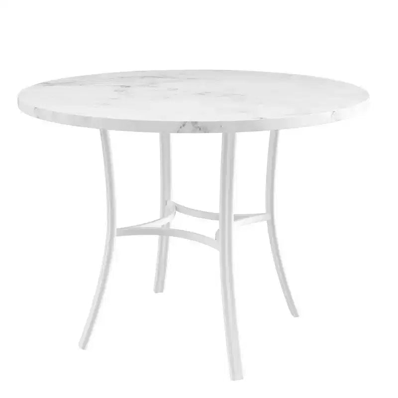 Table de salle à manger ronde de 36 pouces pour 4 personnes, plateau en faux marbre avec pieds en métal pour cuisine, petits espaces