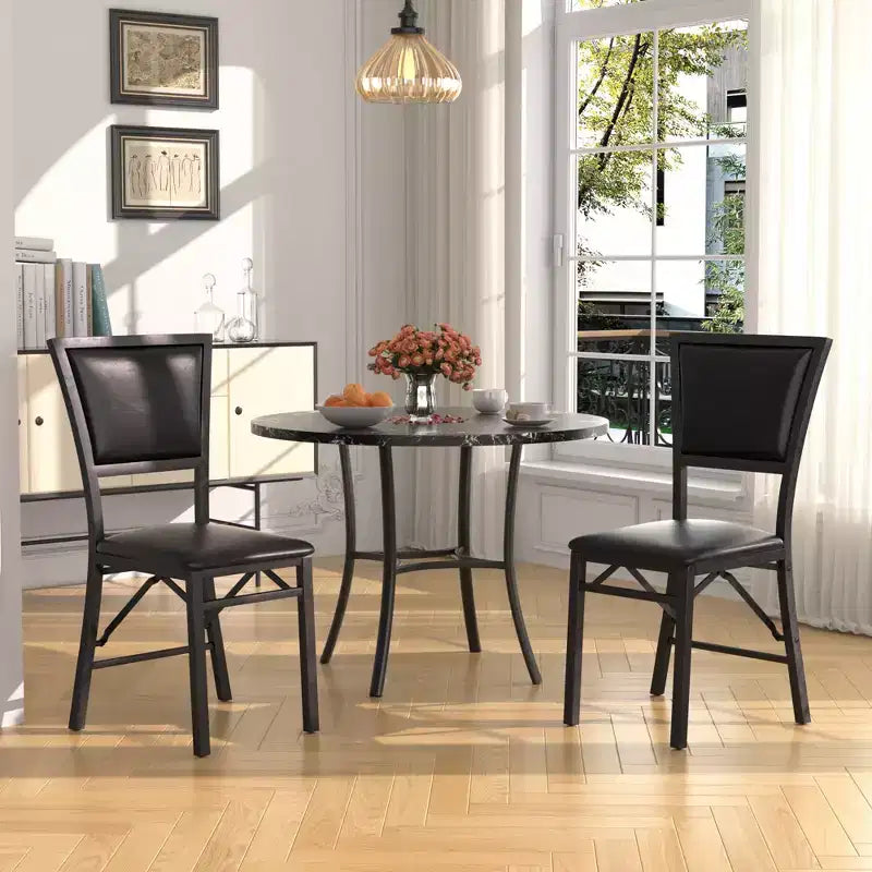 Table de salle à manger ronde de 36 pouces pour 4 personnes, plateau en faux marbre avec pieds en métal pour cuisine, petits espaces