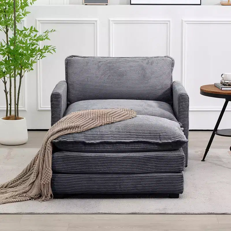 41.34 Fauteuil d'appoint surdimensionné en velours côtelé, Fauteuil moderne pour chambre à coucher et salon