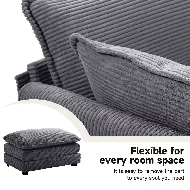 41.34 Fauteuil d'appoint surdimensionné en velours côtelé, Fauteuil moderne pour chambre à coucher et salon