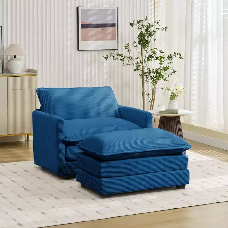 41.34 Fauteuil d'appoint surdimensionné en velours côtelé, Fauteuil moderne pour chambre à coucher et salon
