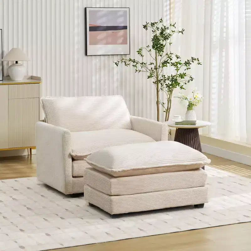 41.34 Fauteuil d'appoint surdimensionné en velours côtelé, Fauteuil moderne pour chambre à coucher et salon