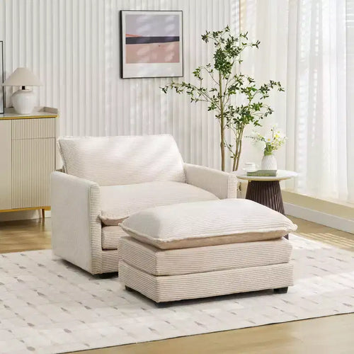 41.34 Fauteuil d'appoint surdimensionné en velours côtelé, Fauteuil moderne pour chambre à coucher et salon