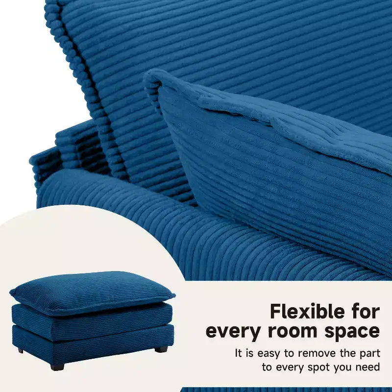 41.34 Fauteuil d'appoint surdimensionné en velours côtelé, Fauteuil moderne pour chambre à coucher et salon