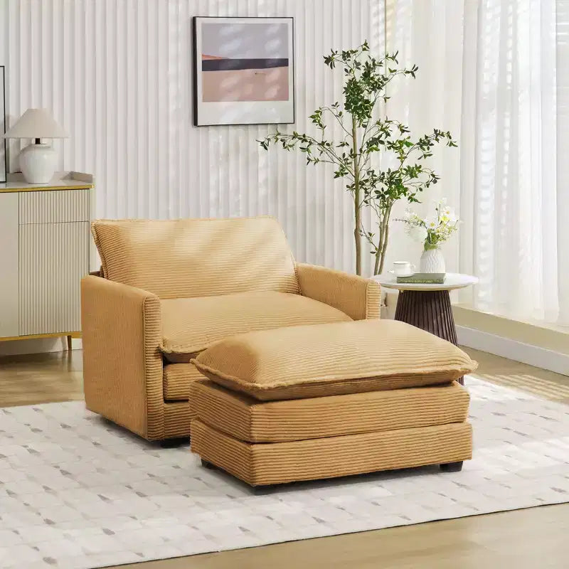 41.34 Fauteuil d'appoint surdimensionné en velours côtelé, Fauteuil moderne pour chambre à coucher et salon
