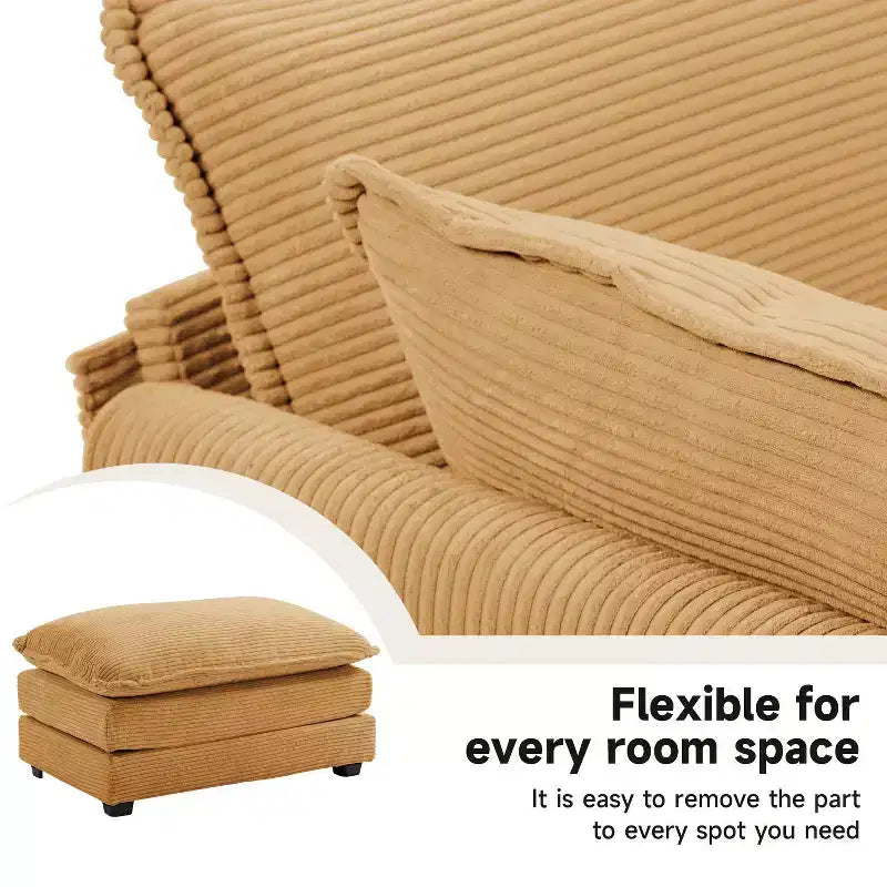 41.34 Fauteuil d'appoint surdimensionné en velours côtelé, Fauteuil moderne pour chambre à coucher et salon