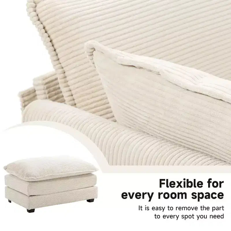 41.34 Fauteuil d'appoint surdimensionné en velours côtelé, Fauteuil moderne pour chambre à coucher et salon