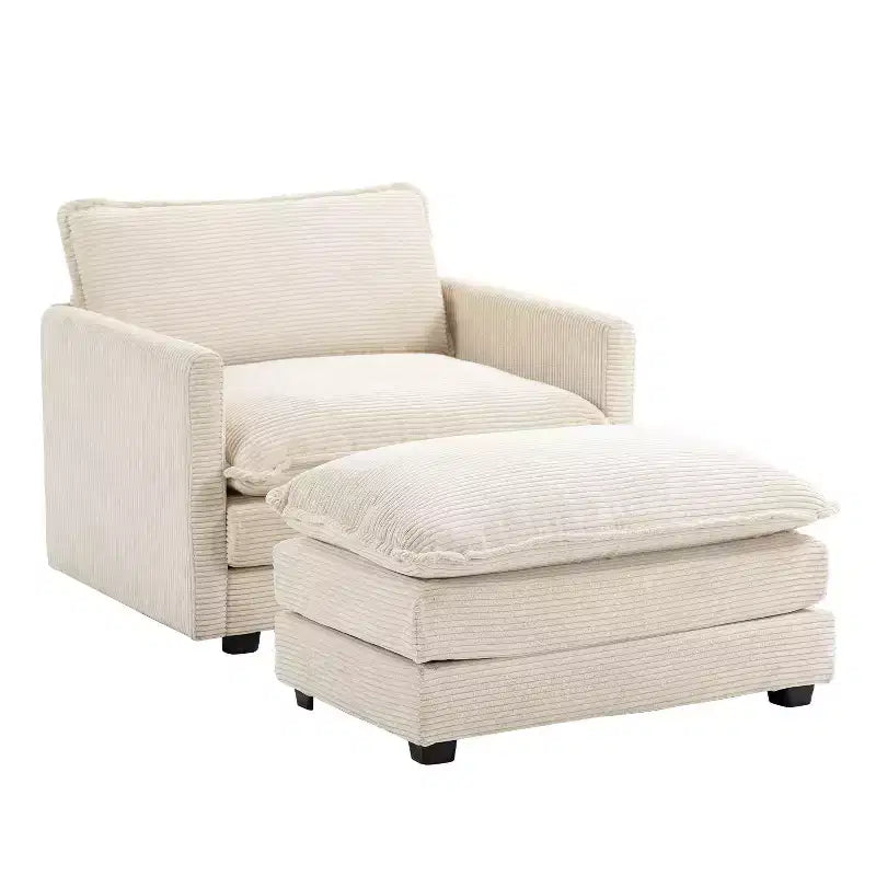 41.34 Fauteuil d'appoint surdimensionné en velours côtelé, Fauteuil moderne pour chambre à coucher et salon