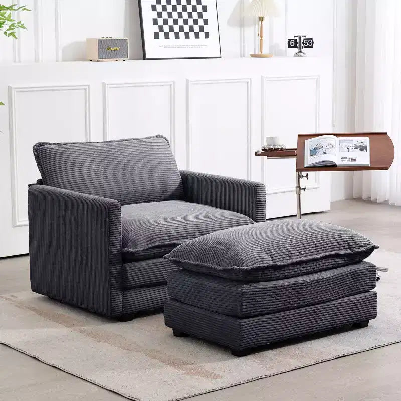 41.34 Fauteuil d'appoint surdimensionné en velours côtelé, Fauteuil moderne pour chambre à coucher et salon