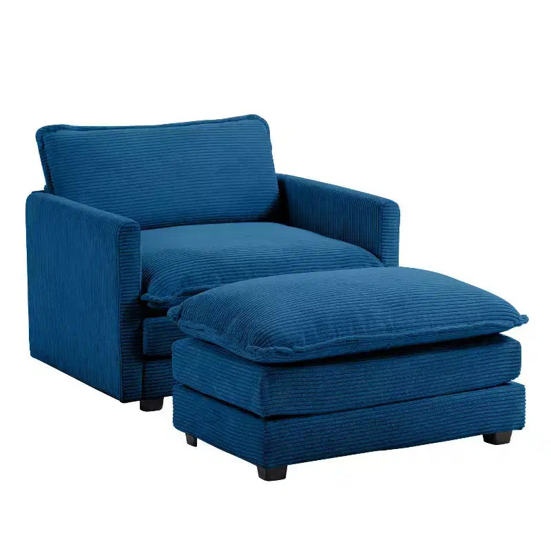 41.34 Fauteuil d'appoint surdimensionné en velours côtelé, Fauteuil moderne pour chambre à coucher et salon