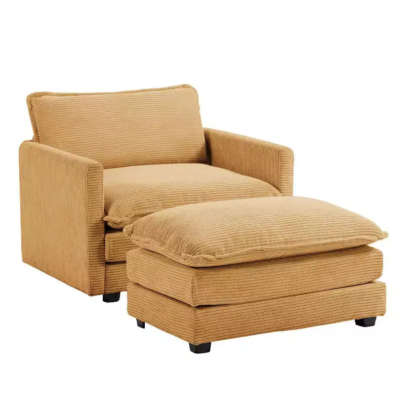 41.34 Fauteuil d'appoint surdimensionné en velours côtelé, Fauteuil moderne pour chambre à coucher et salon