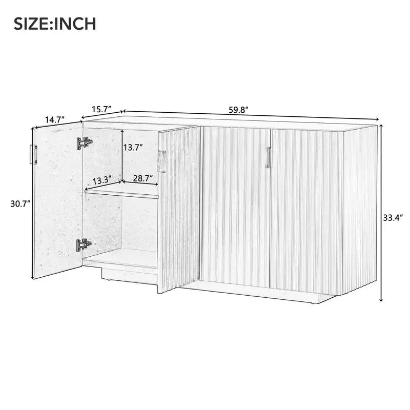 Buffet avec 4 portes et 4 étagères, Armoire de rangement pour salon, salle à manger, cuisine