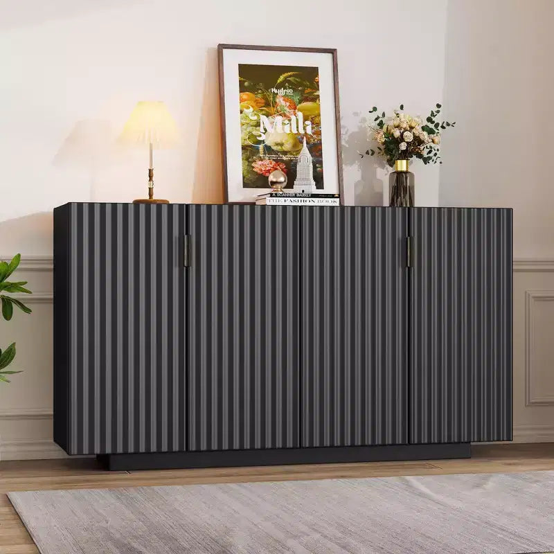 Buffet avec 4 portes et 4 étagères, Armoire de rangement pour salon, salle à manger, cuisine
