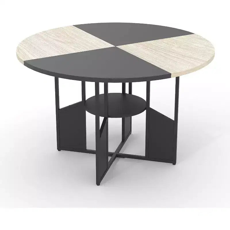 Table à manger ronde pour 4 à 6 personnes, table de cuisine et de salle à manger en bois de 59 po avec base et pieds réglables, table à manger ronde peu encombrante pour salon