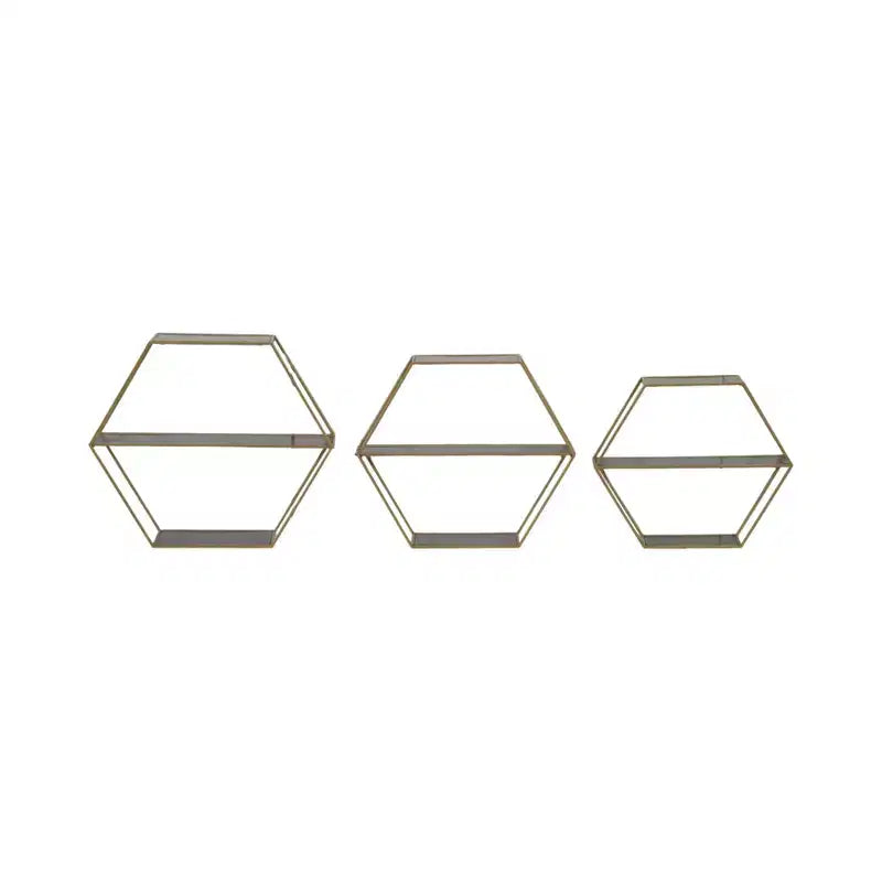 Étagères murales hexagonales modernes pour la décoration intérieure - Rangement en bois avec cadre métallique pour bureau