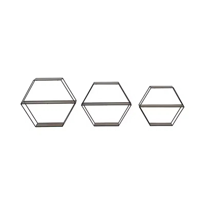 Étagères murales hexagonales modernes pour la décoration intérieure - Rangement en bois avec cadre métallique pour bureau
