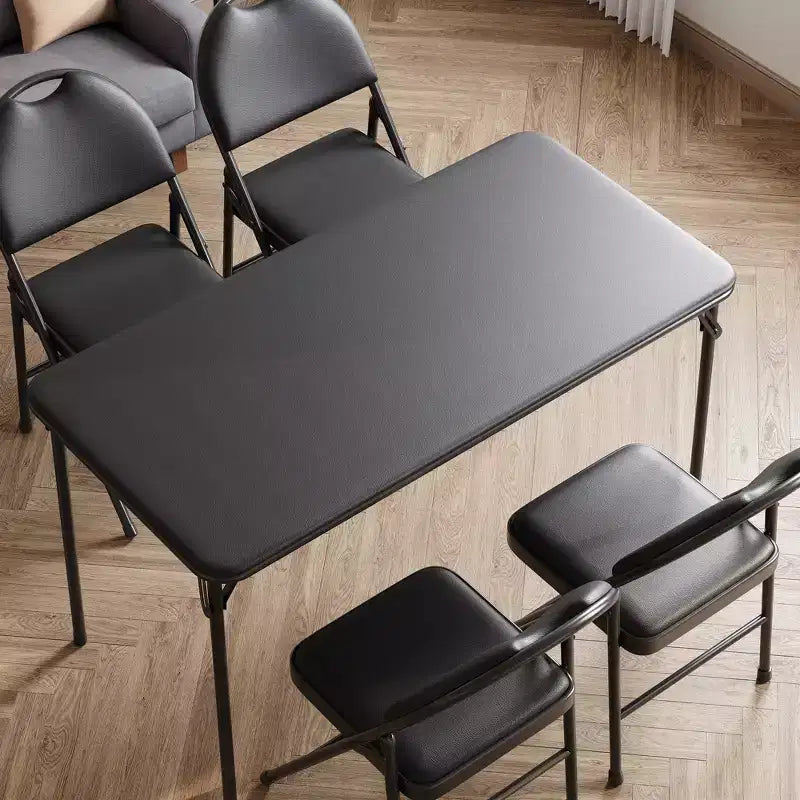 Table pliante de 47", table de cartes portable robuste avec plateau en cuir PU et pieds en métal, aucun assemblage requis, utilisation intérieure et extérieure
