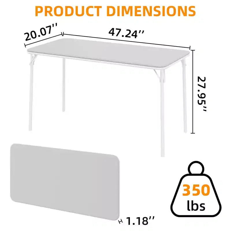 Table pliante de 47", table de cartes portable robuste avec plateau en cuir PU et pieds en métal, aucun assemblage requis, utilisation intérieure et extérieure