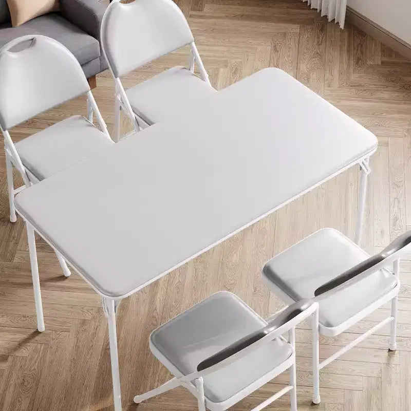 Table pliante de 47", table de cartes portable robuste avec plateau en cuir PU et pieds en métal, aucun assemblage requis, utilisation intérieure et extérieure