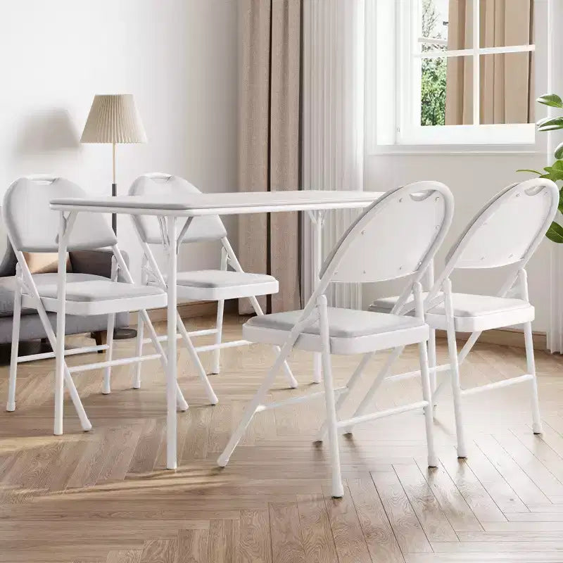Table pliante de 47", table de cartes portable robuste avec plateau en cuir PU et pieds en métal, aucun assemblage requis, utilisation intérieure et extérieure